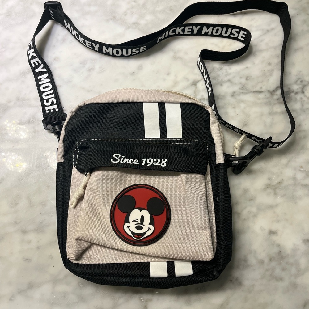 Bioworld Black and Cream Mickey Mouse Crossbody Bag
